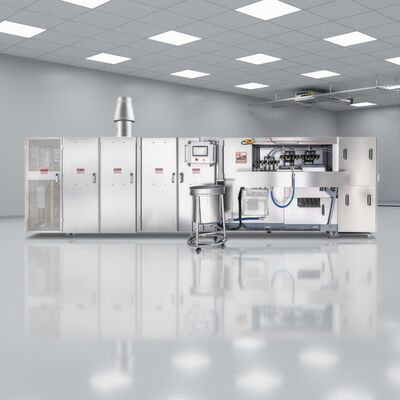 สายการผลิตสแตนเลสสตีลสำหรับกรวยวาฟเฟิล การทำงานอัตโนมัติพร้อมระบบควบคุม PLC สำหรับการผลิตกรวยวาฟเฟิล