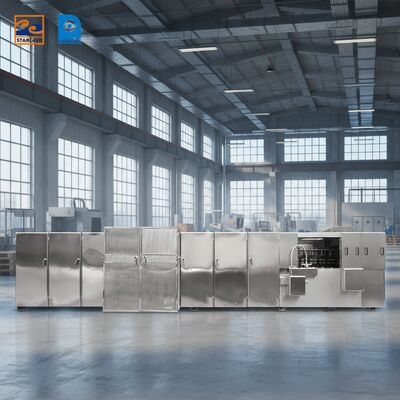 สายการผลิตเวเฟอร์โมนาคาสแตนเลส ใช้แก๊สขับเคลื่อนและให้การสนับสนุนทางเทคนิคผ่านวิดีโอ เพื่อการผลิตที่สม่ำเสมอ