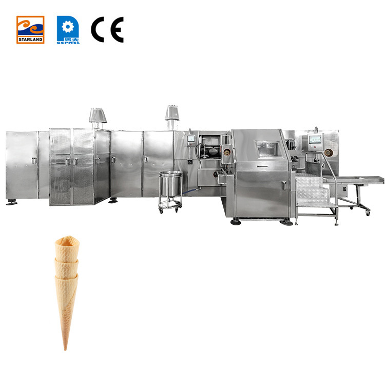 การบริโภคแก๊ส 9-10 กิโลกรัม/ชั่วโมง สายการผลิต Barquillo Cone อัตโนมัติที่มี 55 จานอบ