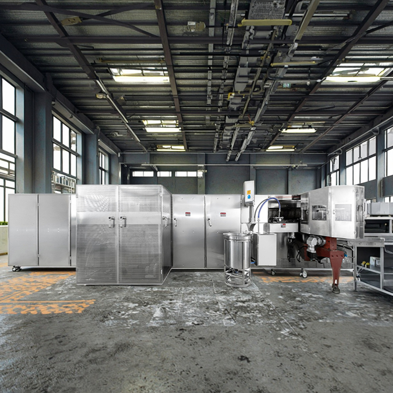 เครื่องทำวาฟเฟิลแบบอัตโนมัติพร้อมระบบควบคุม PLC สำหรับตะกร้าสแตนเลสสตีลในตลาดที่มีความต้องการสูง