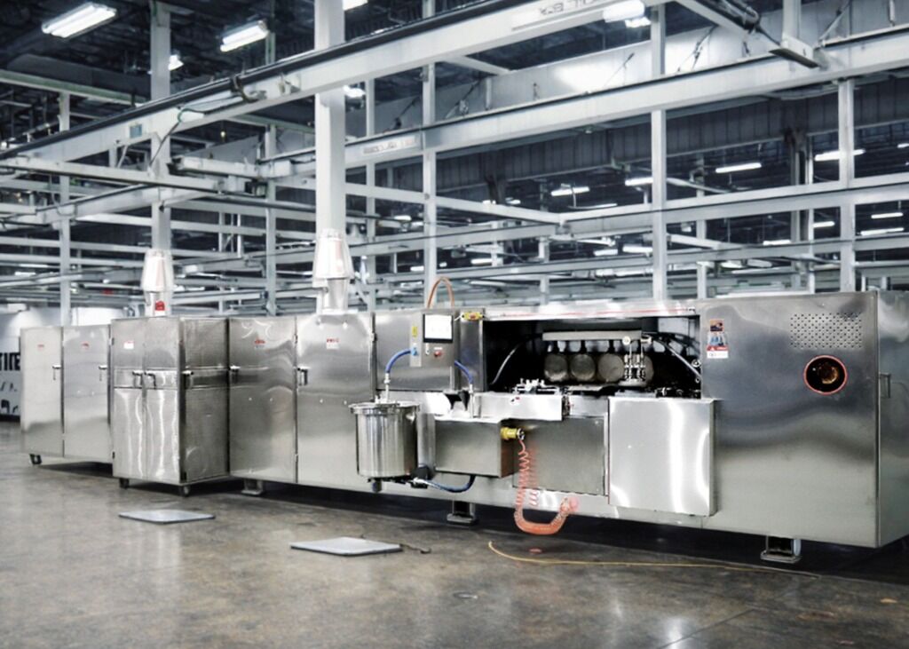 ระบบควบคุม PLC เครื่องบิสกิตวอฟเฟอร์ วัสดุเหล็กไร้ขัด ออกแบบเพื่อการผลิตปริมาณสูงและผลิตที่คง